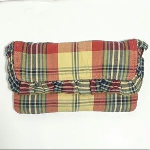 Just Madras blue red plaid preppy clutch wallet